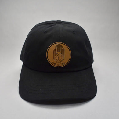 Leather Hand Patch / Classic Dad Hat: Black