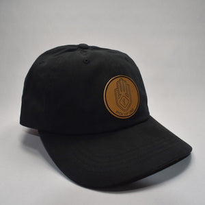 Leather Hand Patch / Classic Dad Hat: Black