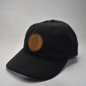 Leather Hand Patch / Classic Dad Hat: Black