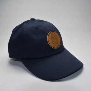 Leather Hand Patch / Classic Dad Hat: Navy