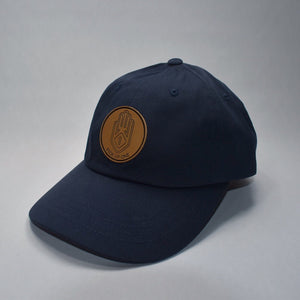 Leather Hand Patch / Classic Dad Hat: Navy