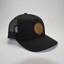 Load image into Gallery viewer, Leather Hand Patch / Trucker Hat: Black