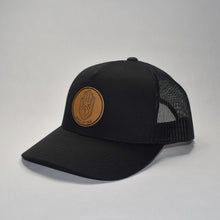 Load image into Gallery viewer, Leather Hand Patch / Trucker Hat: Black