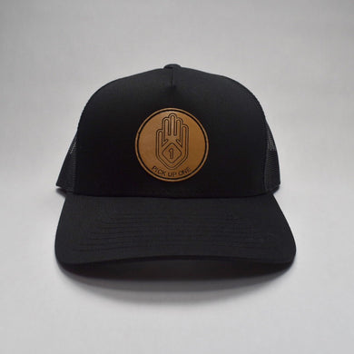 Leather Hand Patch / Trucker Hat: Black