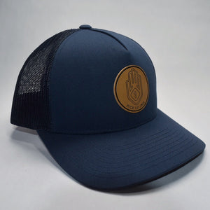 Leather Hand Patch / Trucker Hat: Navy