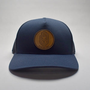 Leather Hand Patch / Trucker Hat: Navy